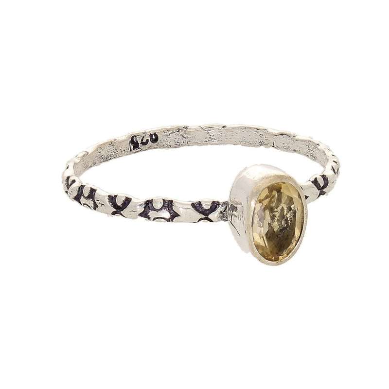 Stacks of Style: Yellow Citrine Oval Sterling Silver Stackable Ring