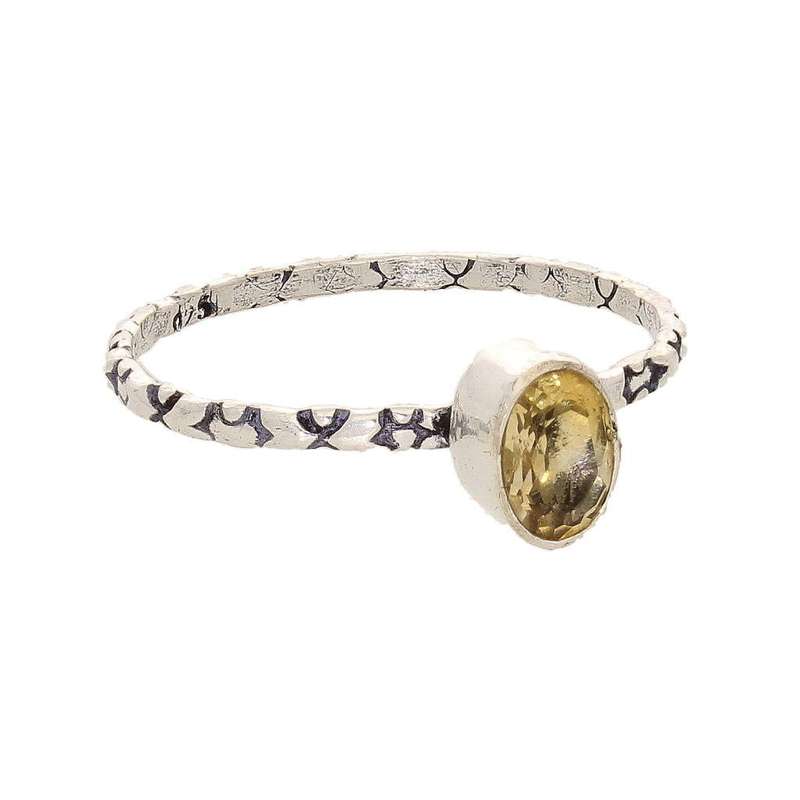 Stacks of Style: Yellow Citrine Oval Sterling Silver Stackable Ring