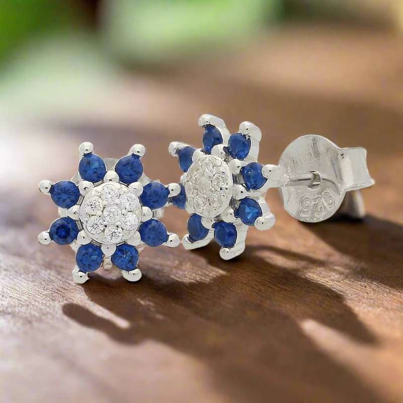 Sterling Silver Floral Studs Earrings