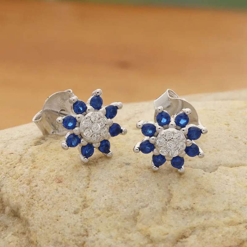 Sterling Silver Floral Studs Earrings