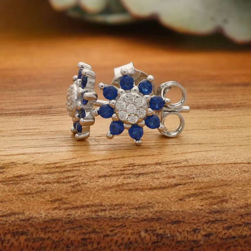 Sterling Silver Floral Studs Earrings