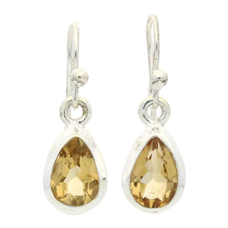 Teardrop Brilliance: Faceted Citrine Earrings