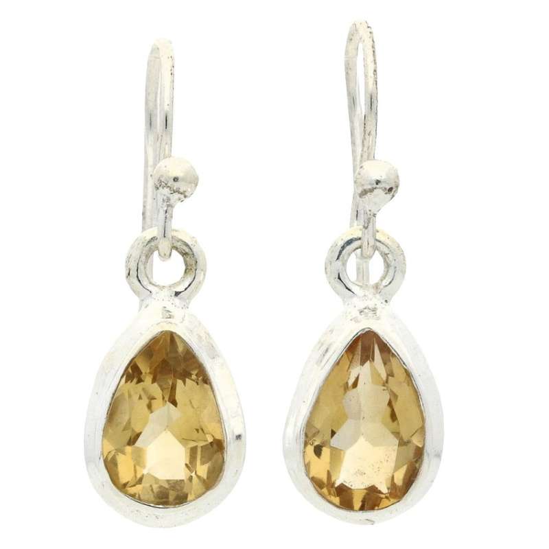 Teardrop Brilliance: Faceted Citrine Earrings