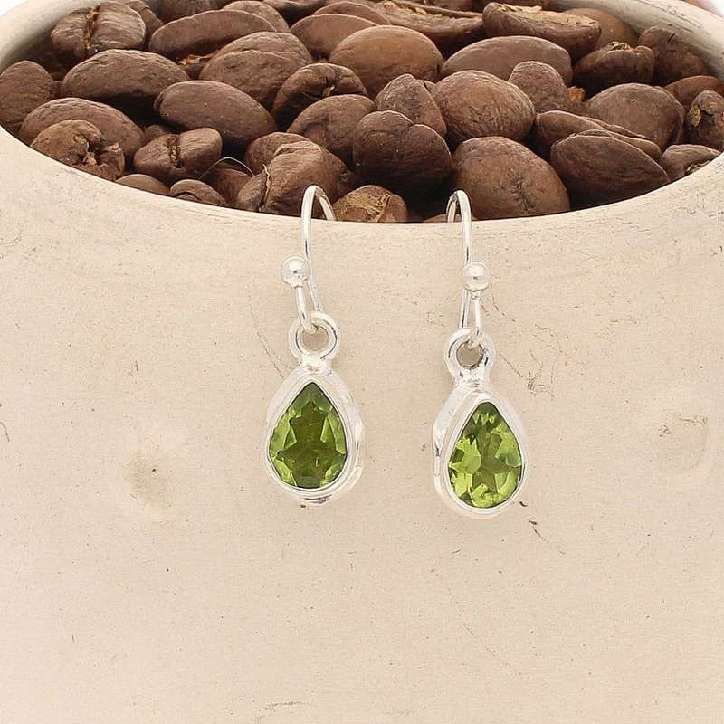 Teardrop Brilliance: Faceted Peridot Earrings