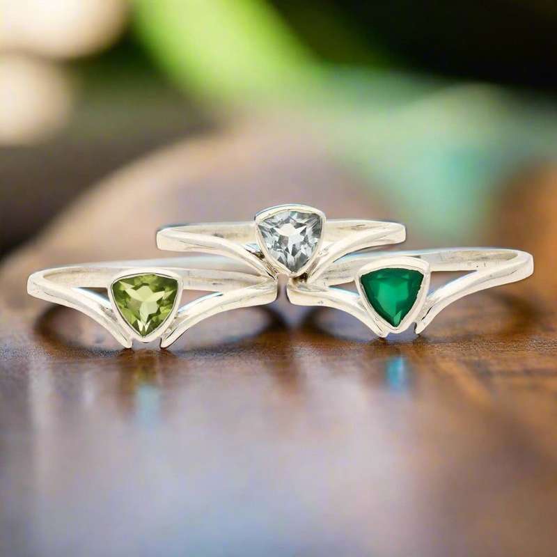 Timeless Treasures: Trillion Green Peridot Ring