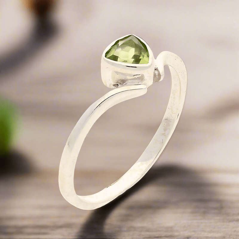 Timeless Treasures: Trillion Green Peridot Ring