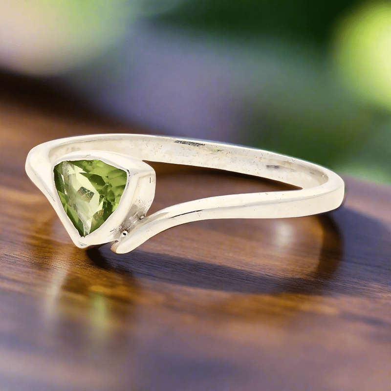 Timeless Treasures: Trillion Green Peridot Ring