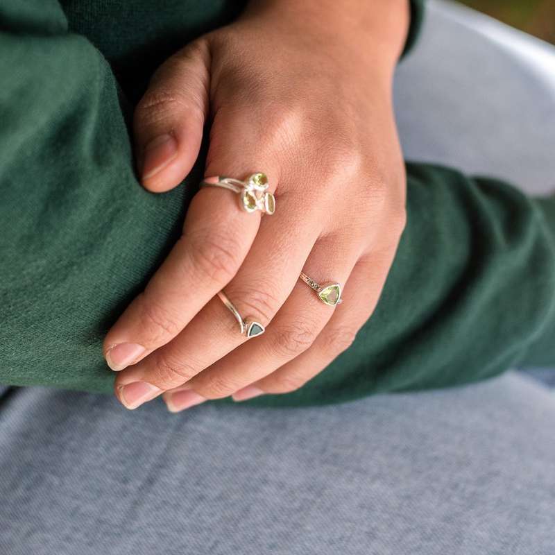 Timeless Treasures: Trillion Green Peridot Ring
