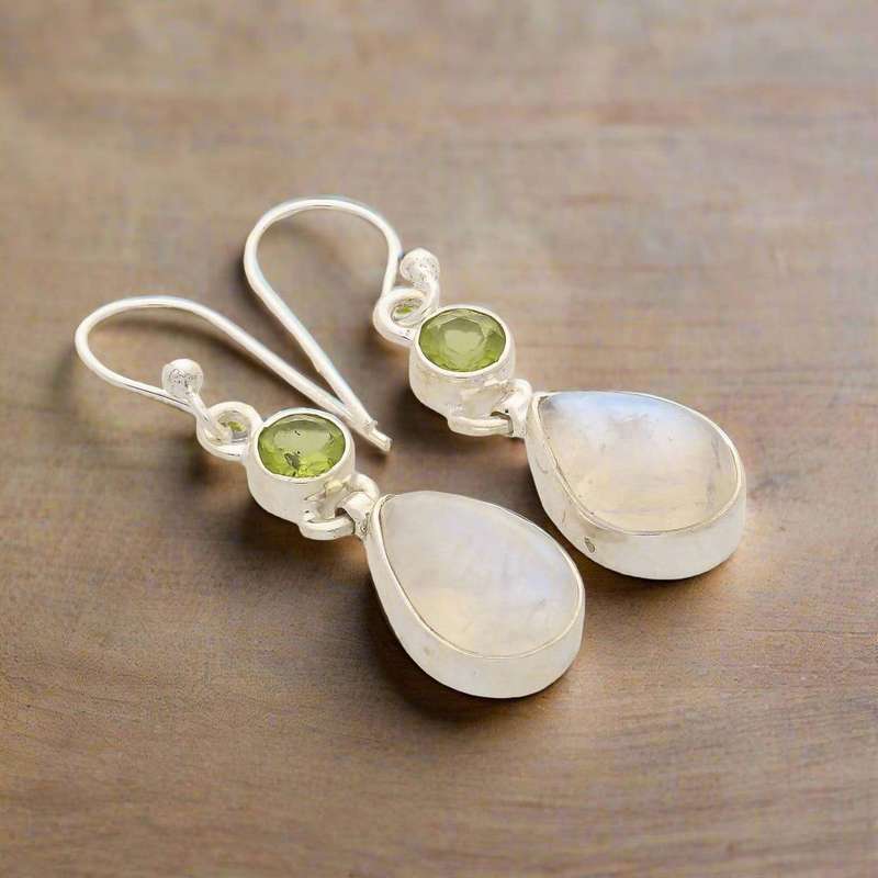 Twinkle and Shine: Rainbow Moonstone & PeridoyEarrings