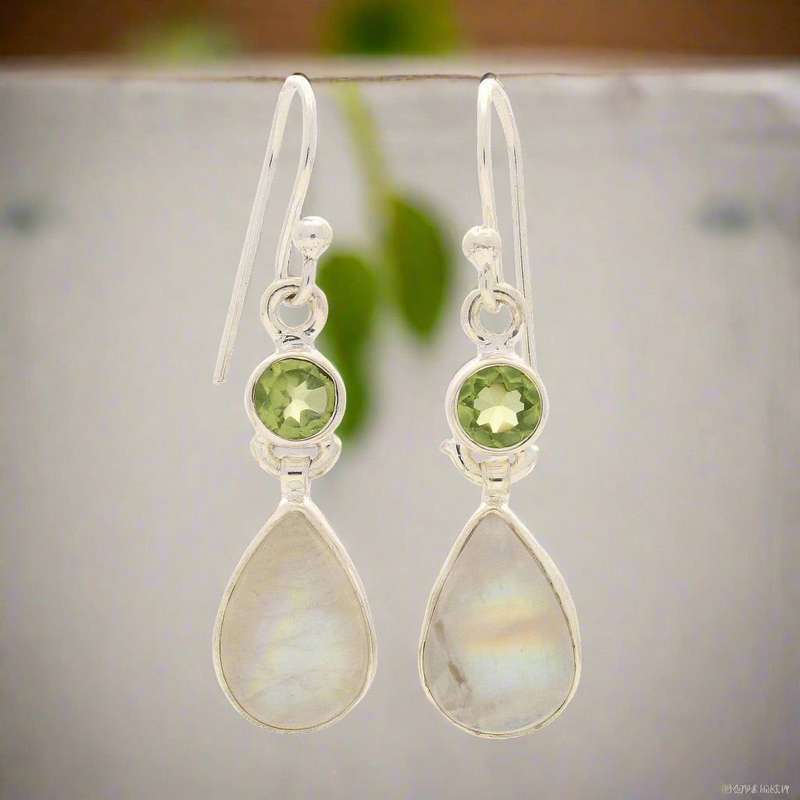Twinkle and Shine: Rainbow Moonstone & PeridoyEarrings