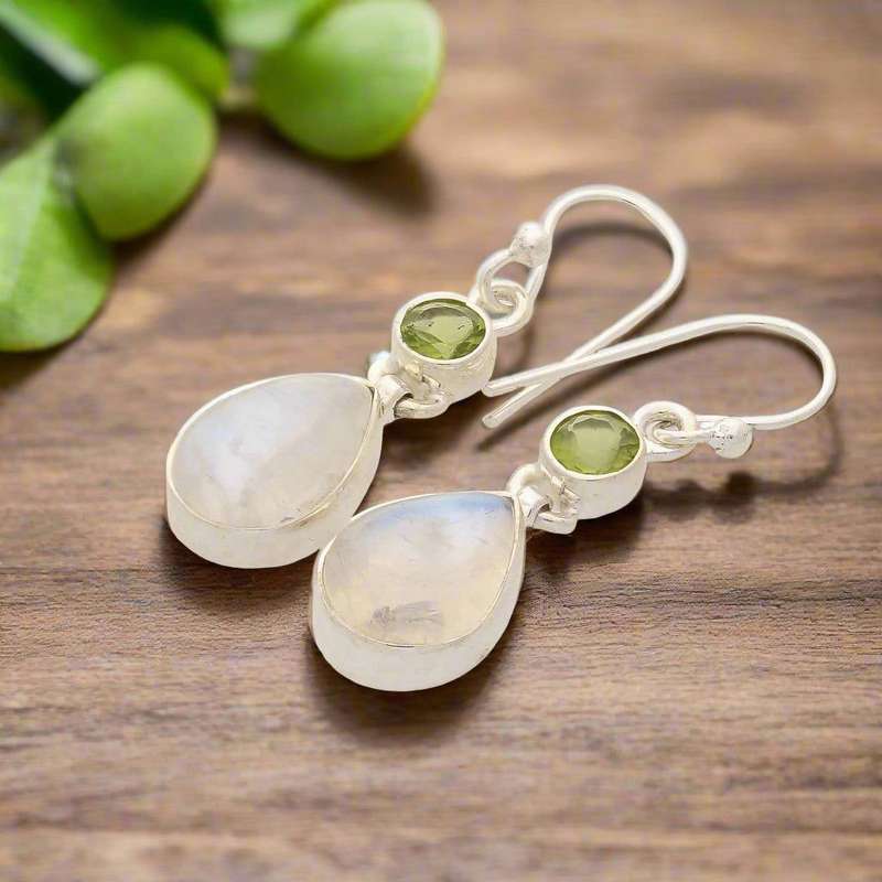 Twinkle and Shine: Rainbow Moonstone & PeridoyEarrings