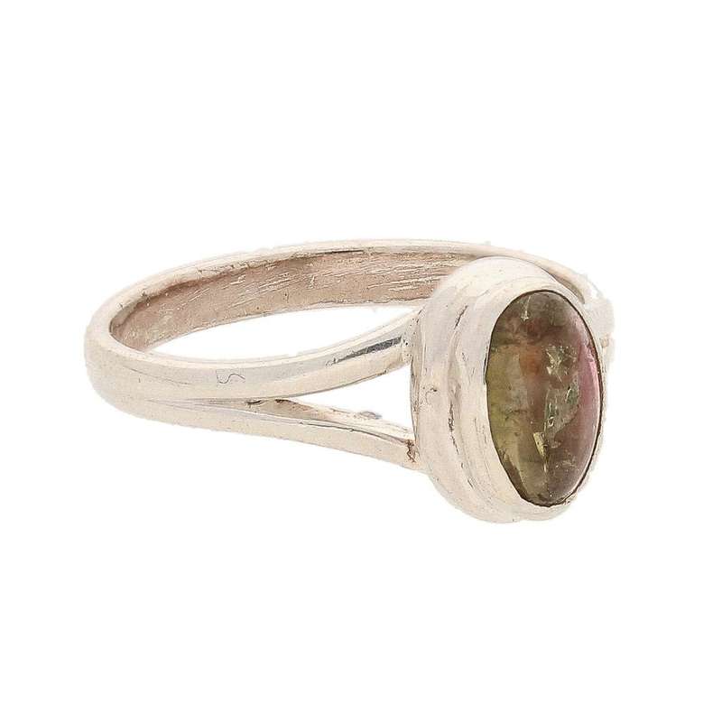 Watermelon Tourmaline Sterling Silver Ring