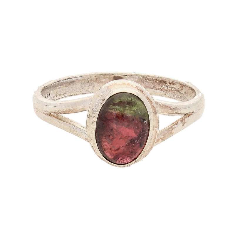 Watermelon Tourmaline Sterling Silver Ring