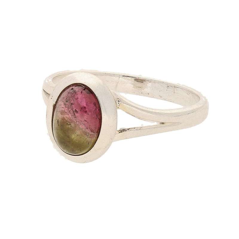 Watermelon Tourmaline Sterling Silver Ring