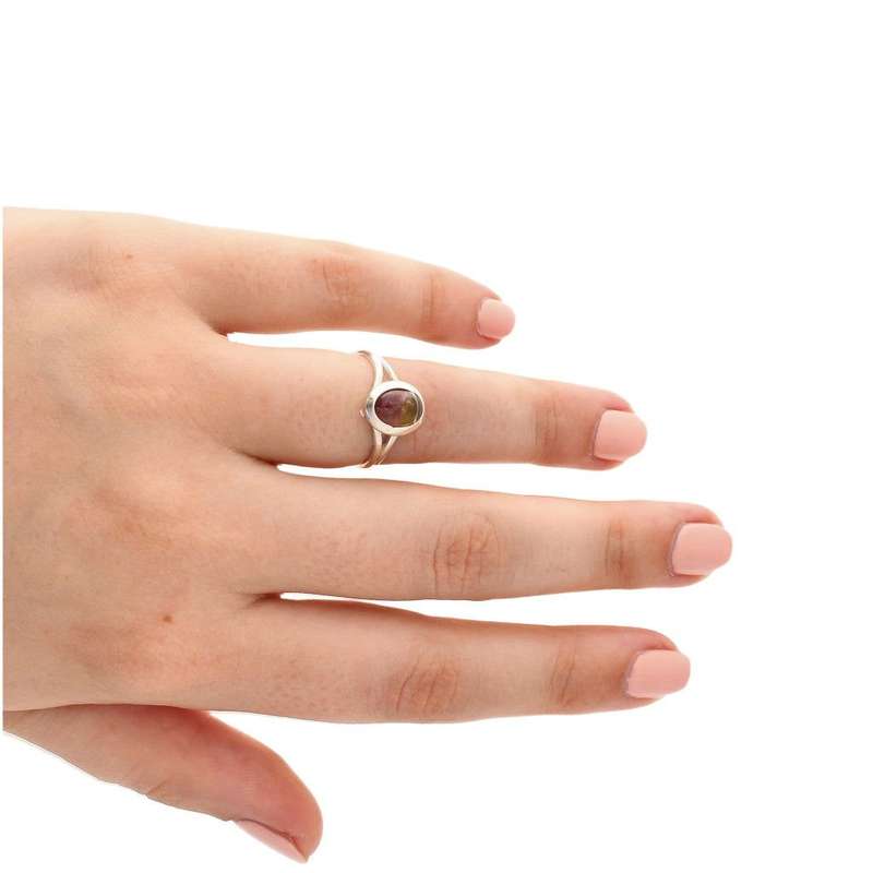 Watermelon Tourmaline Sterling Silver Ring