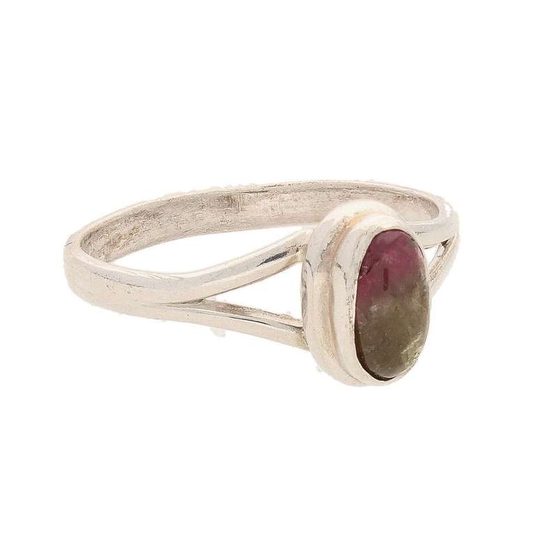 Watermelon Tourmaline Sterling Silver Ring