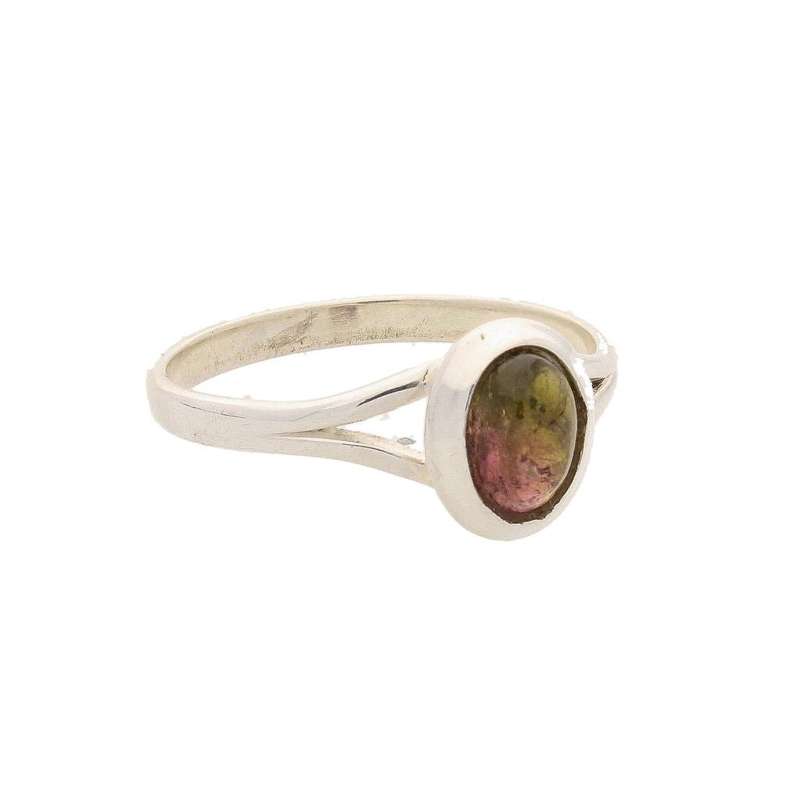 Watermelon Tourmaline Sterling Silver Ring