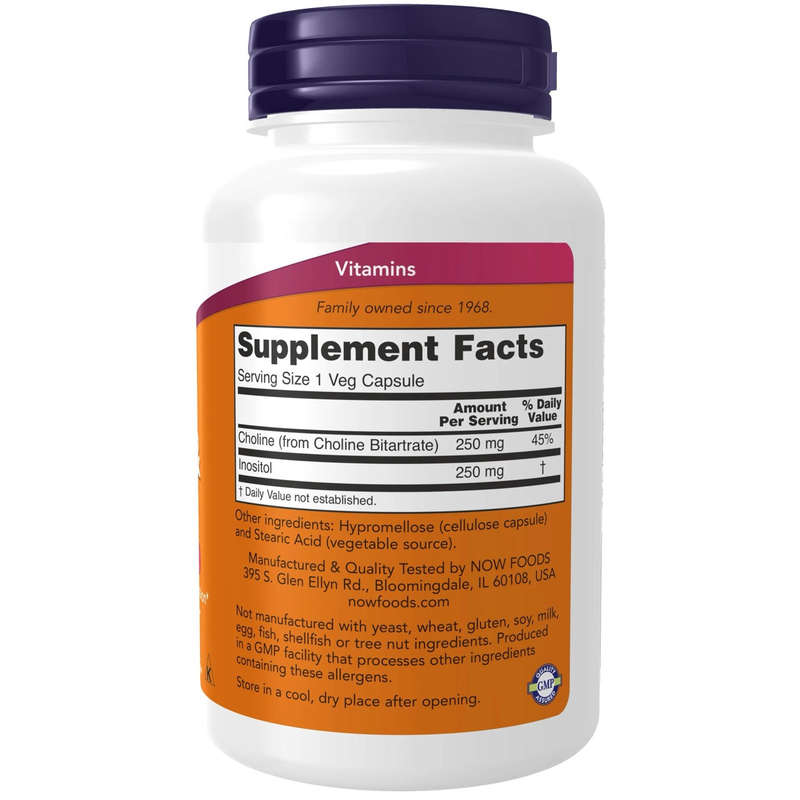 NOW Foods Choline & Inositol 500 Mg (100 Capsules)