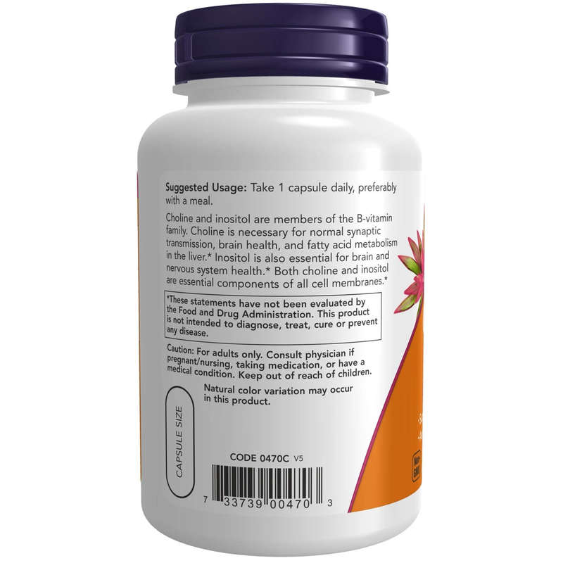 NOW Foods Choline & Inositol 500 Mg (100 Capsules)