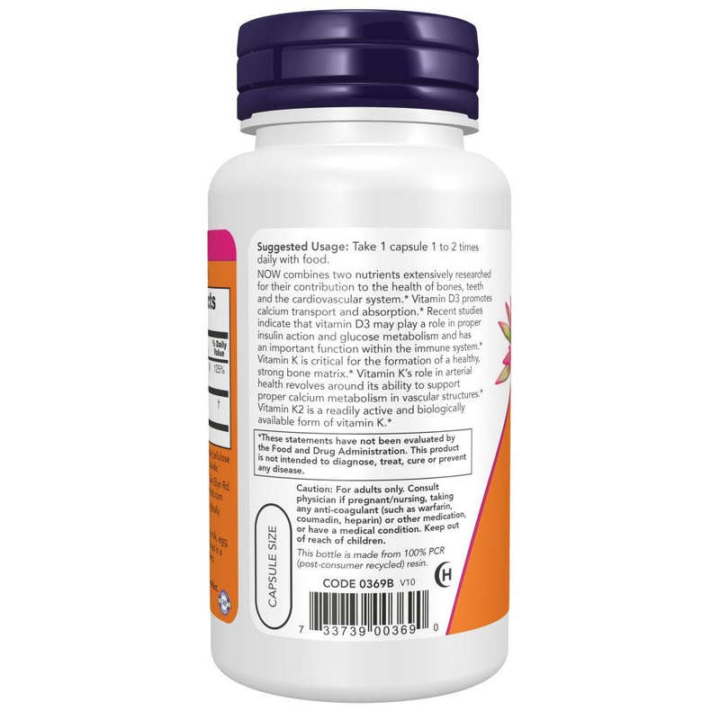 Now Foods Vitamin D3 & K-2 120 Caps