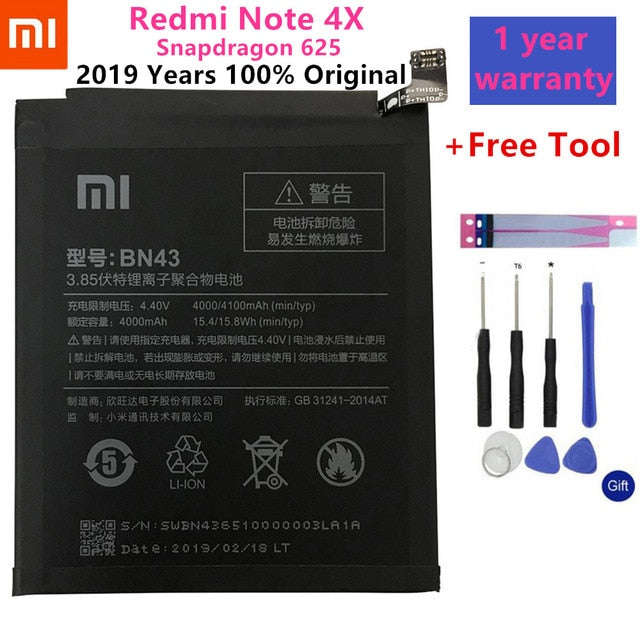 Original XiaoMi Replacement Battery For Xiaomi Redmi 3 3S 3X 4X 4A 5A 3 pro ... - BN43 Note 4 4X 625