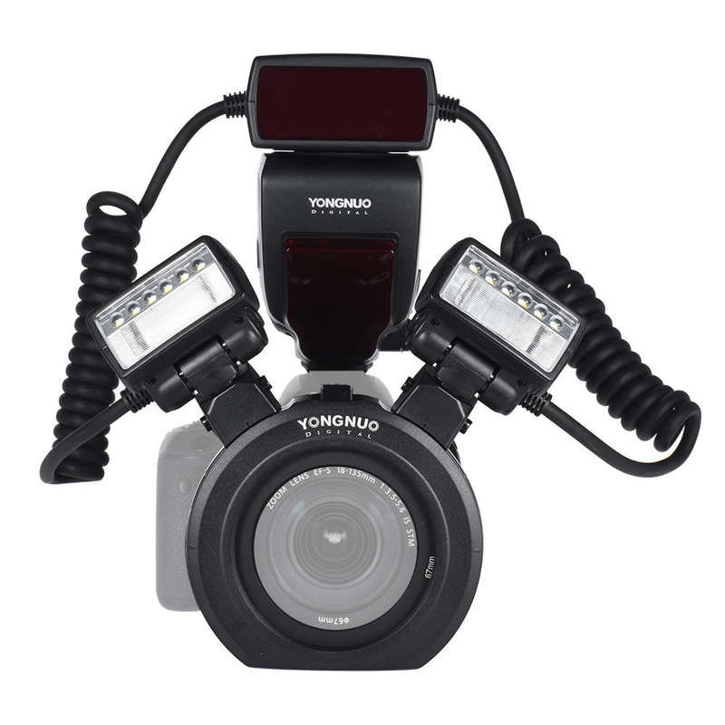 Yongnuo YN24EX E TTL Macro Flash Speedlite for Canon with 2pcs Flash Head and 4pcs Adapter Rings