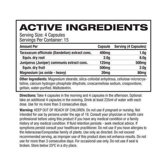 Pharmafreak Ripped Freak Diuretic 48 Caps - Nutritional Information