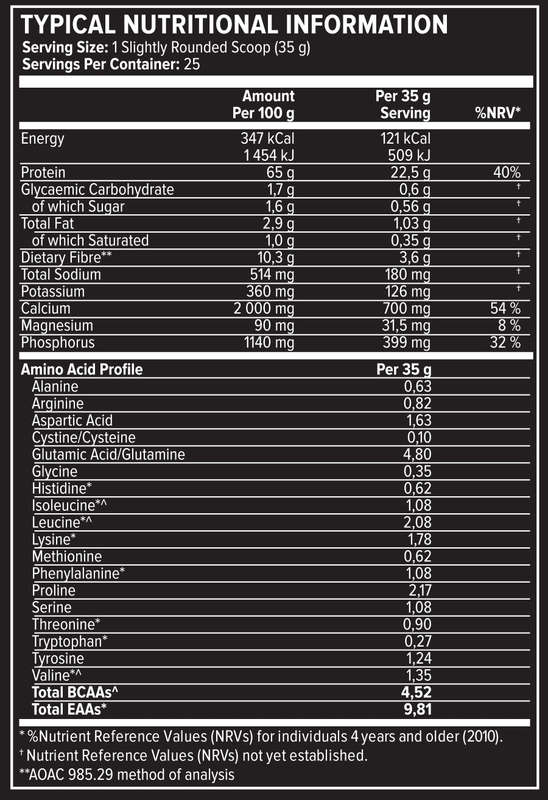 Evolve True Micellar Casein 900g - Nutritional Information