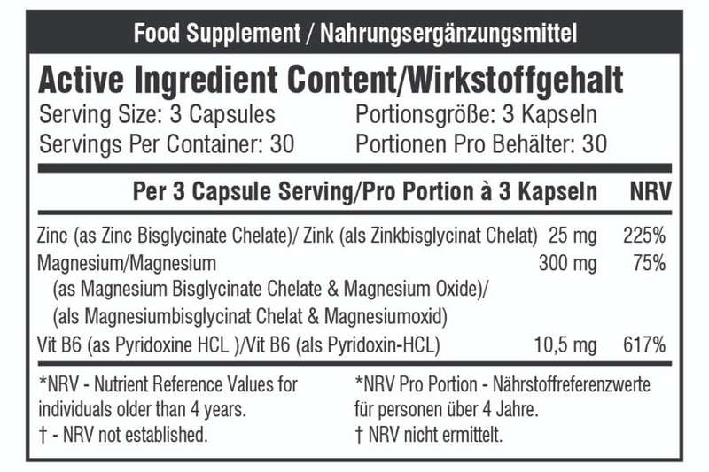 SSA Supplements ZMB-6 Pro 90 Caps - Nutritional Information