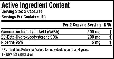 SSA Supplements Beta Gainz 90 Caps - Nutritional Information