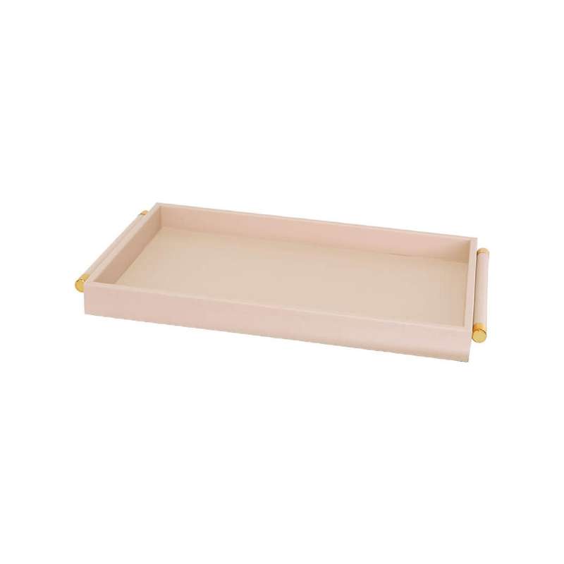 Beige & Gold Faux Leather Display Tray