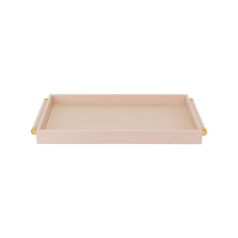 Beige & Gold Faux Leather Display Tray