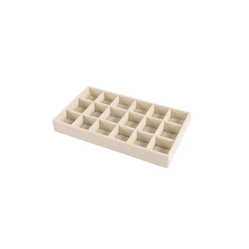 Beige Velvet Jewellery Tray  18 Grid