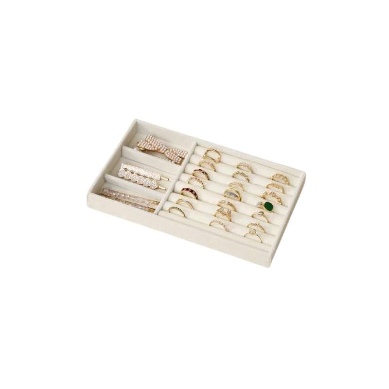 Beige Velvet Jewellery Tray  3 & 1 Grid