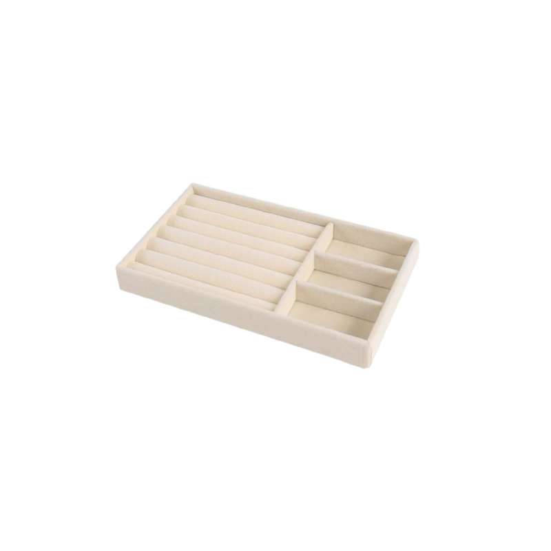 Beige Velvet Jewellery Tray  3 & 1 Grid