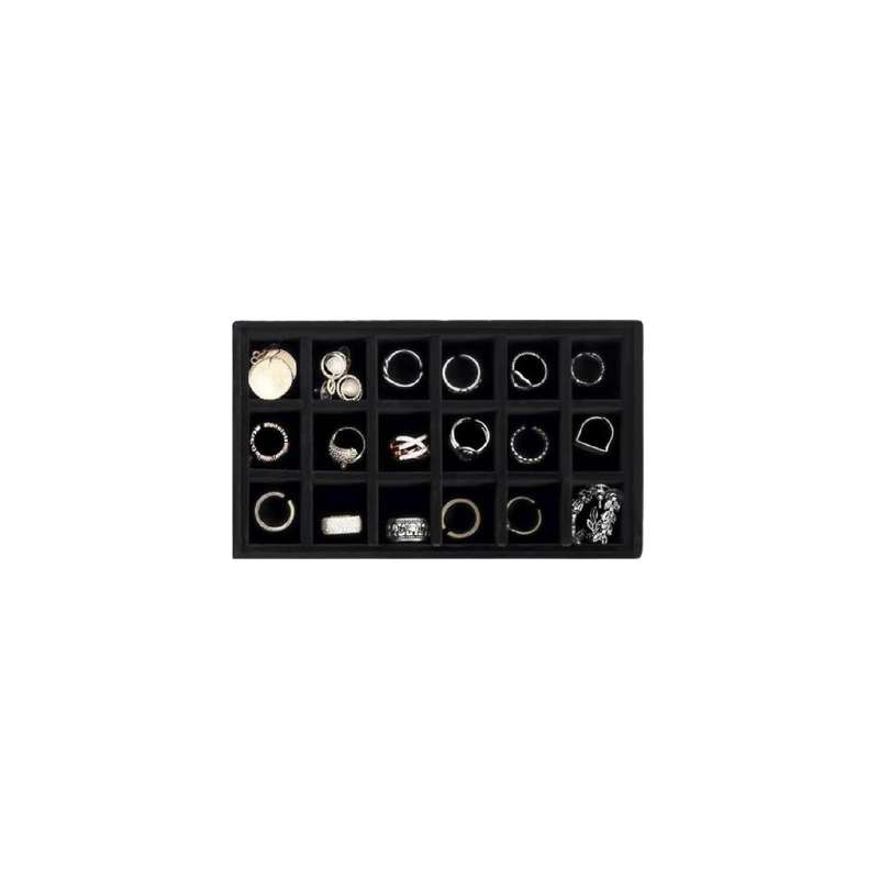 Black Velvet Jewellery Tray  18 Grid