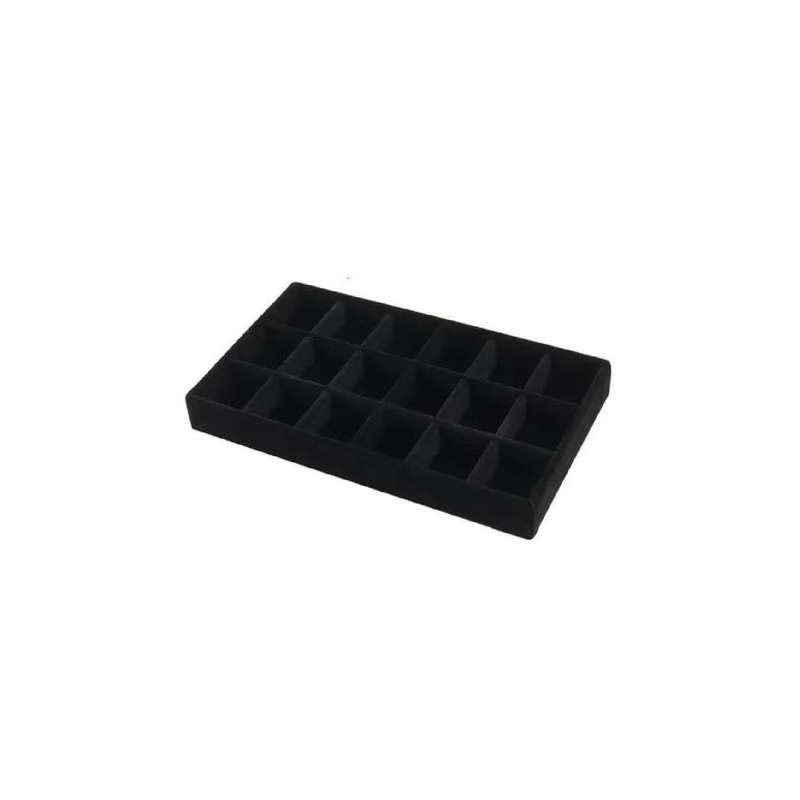 Black Velvet Jewellery Tray  18 Grid