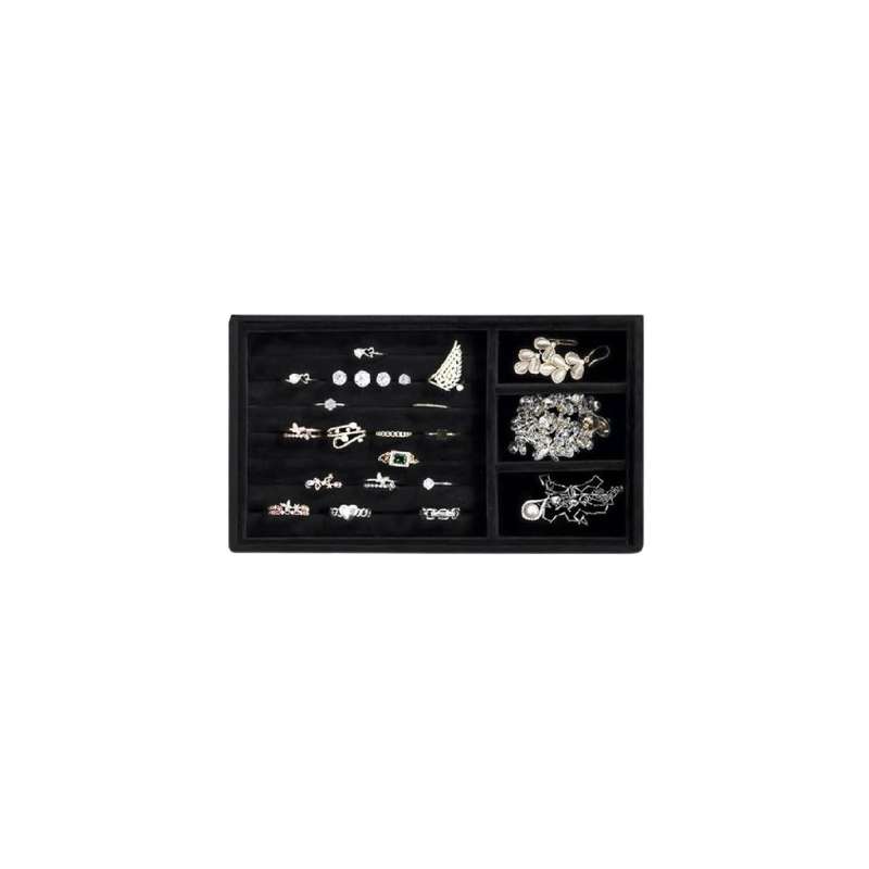 Black Velvet Jewellery Tray  3 & 1 Grid