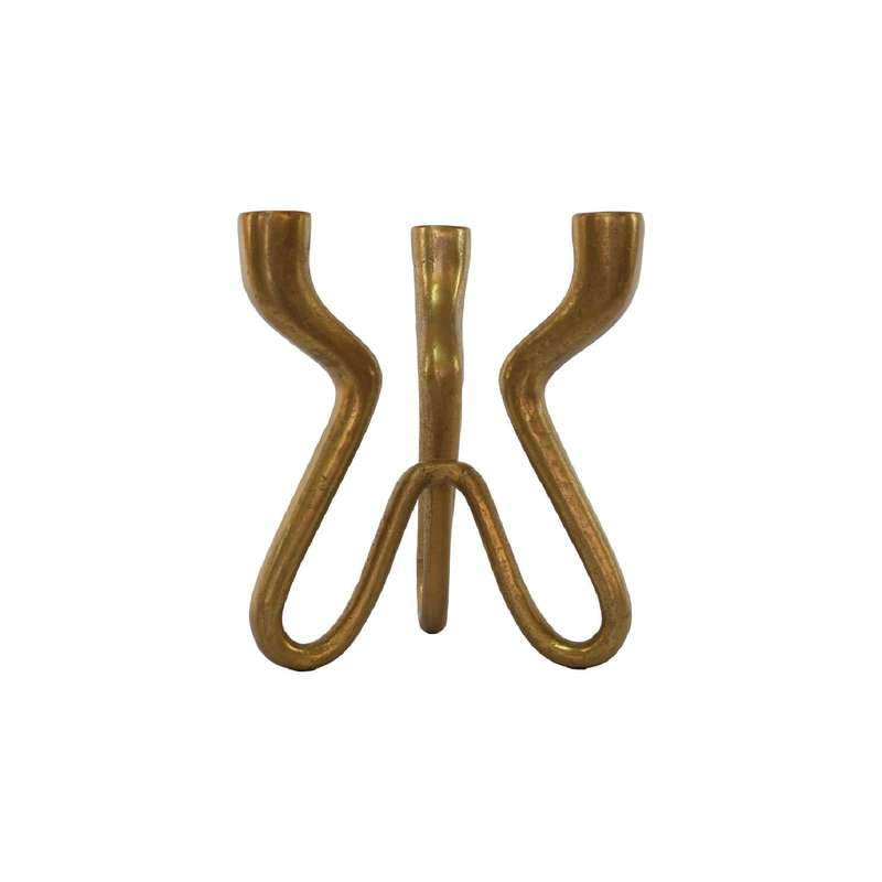 Brass 3-Arm Candle Holder