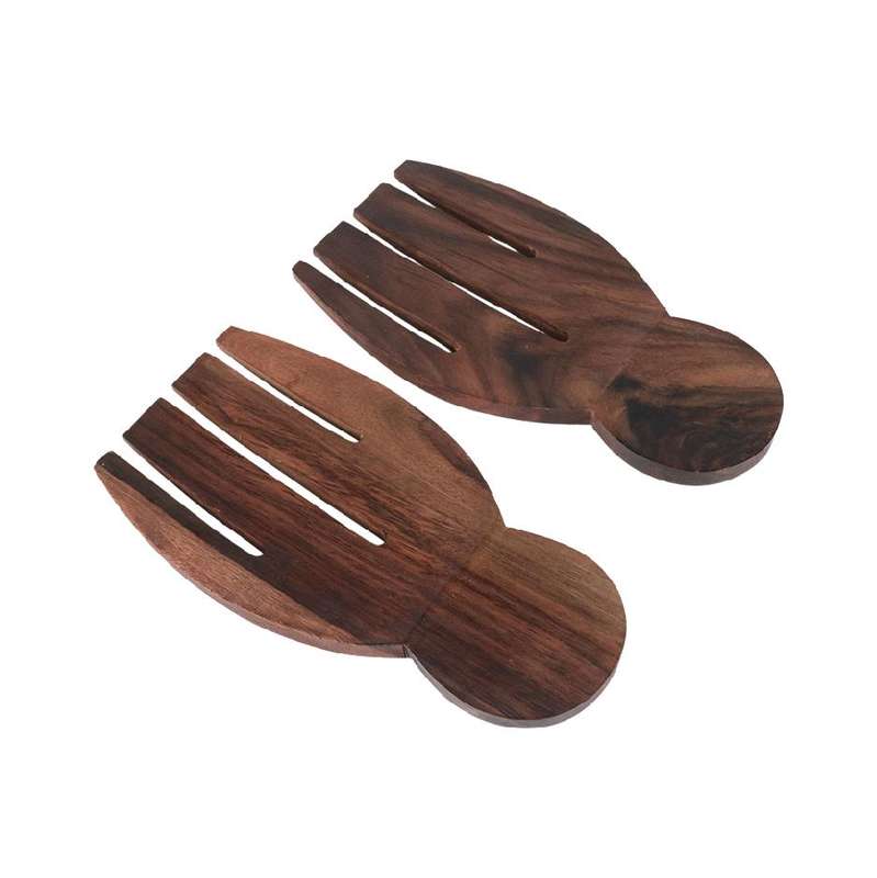 Sono Salad Servers Hands - Dark Wood