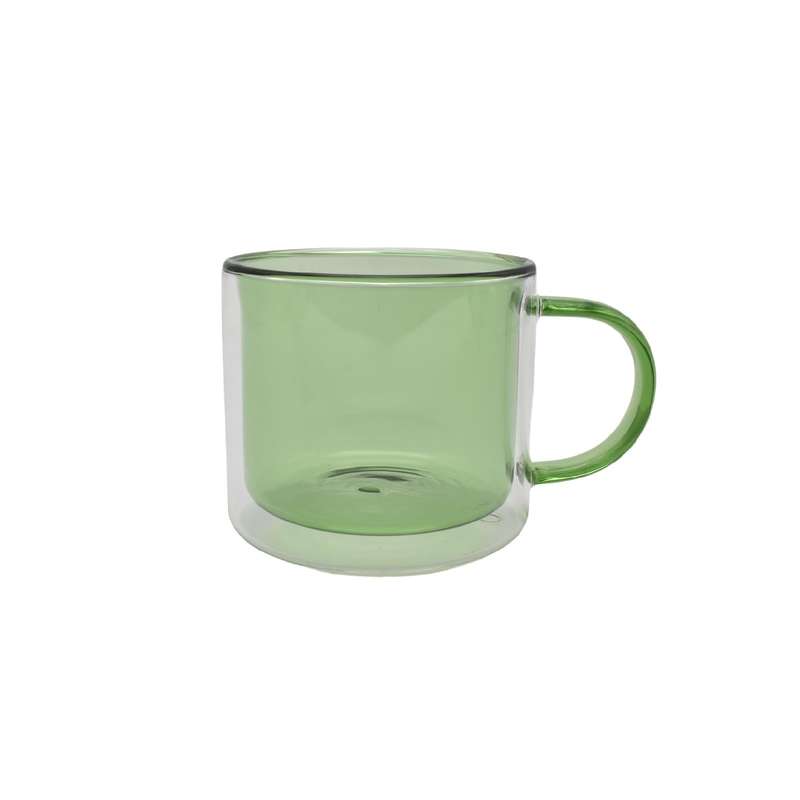 Double Walled Green Glass Mug