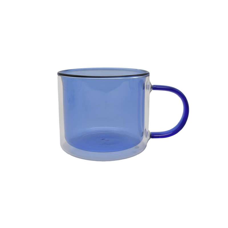 Double Walled Navy Glass Mug