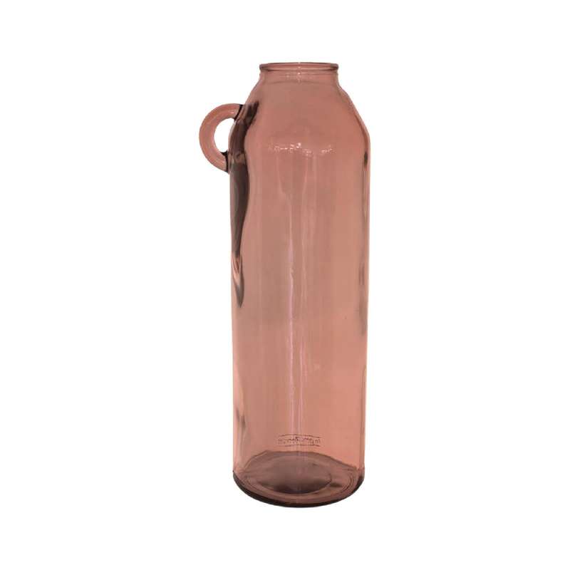 Dusk Pink Handled Tall Glass Vase