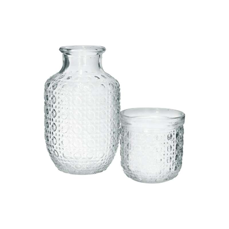 Embossed Glass Carafe & Tumbler