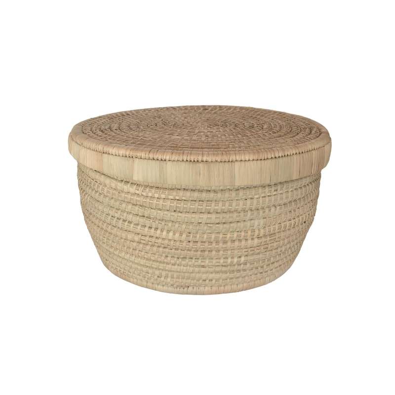 Flat Woven Basket with Lid