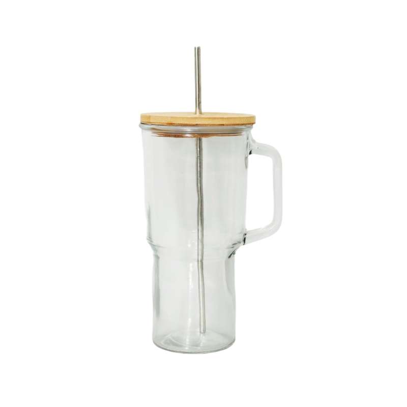 Glass Tumbler with Bamboo Lid & Straw