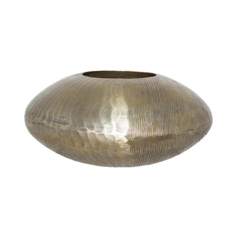 Gold Textured Metal Shallow Vase