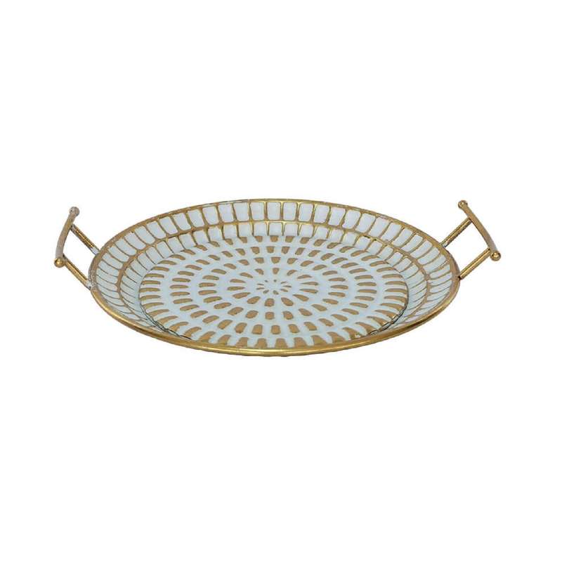 Gold & White Handled Tray