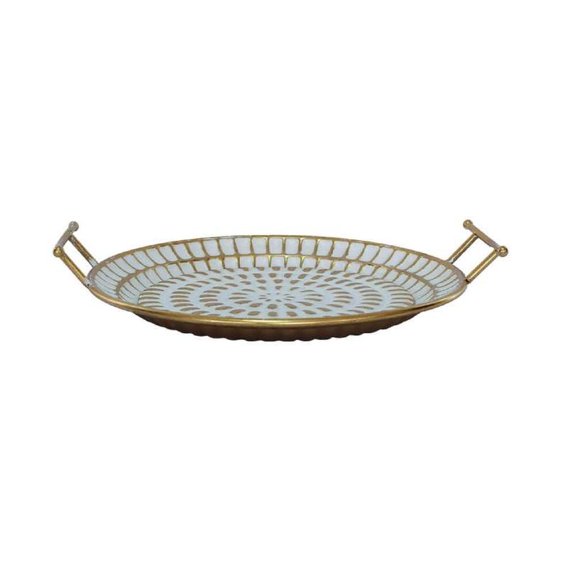 Gold & White Handled Tray