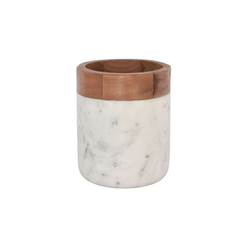 Marble Wine Holder with Wooden Trim